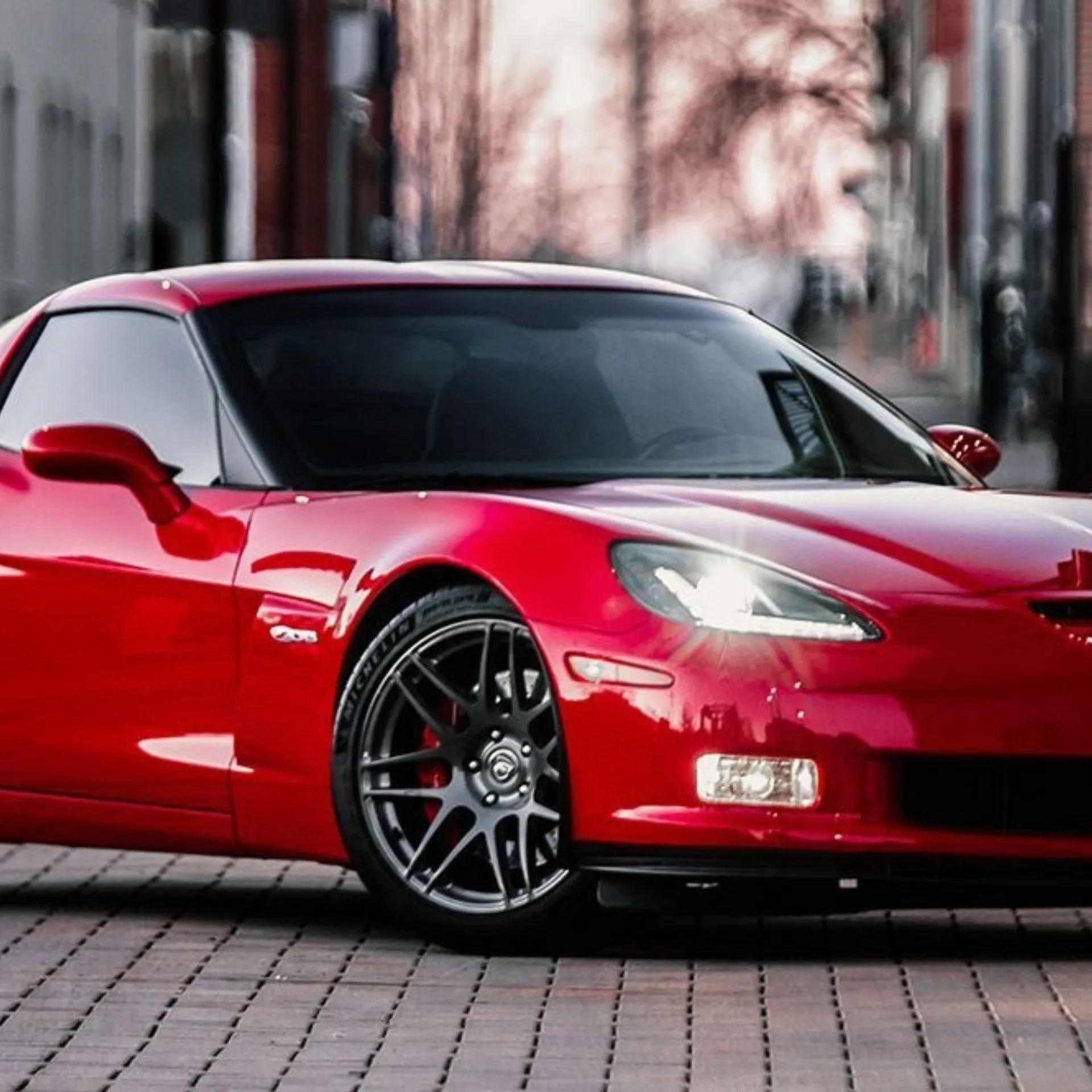 Red Chevrolet C6 Z06 Corvette Forgestar F14 Wheels in Forgestar