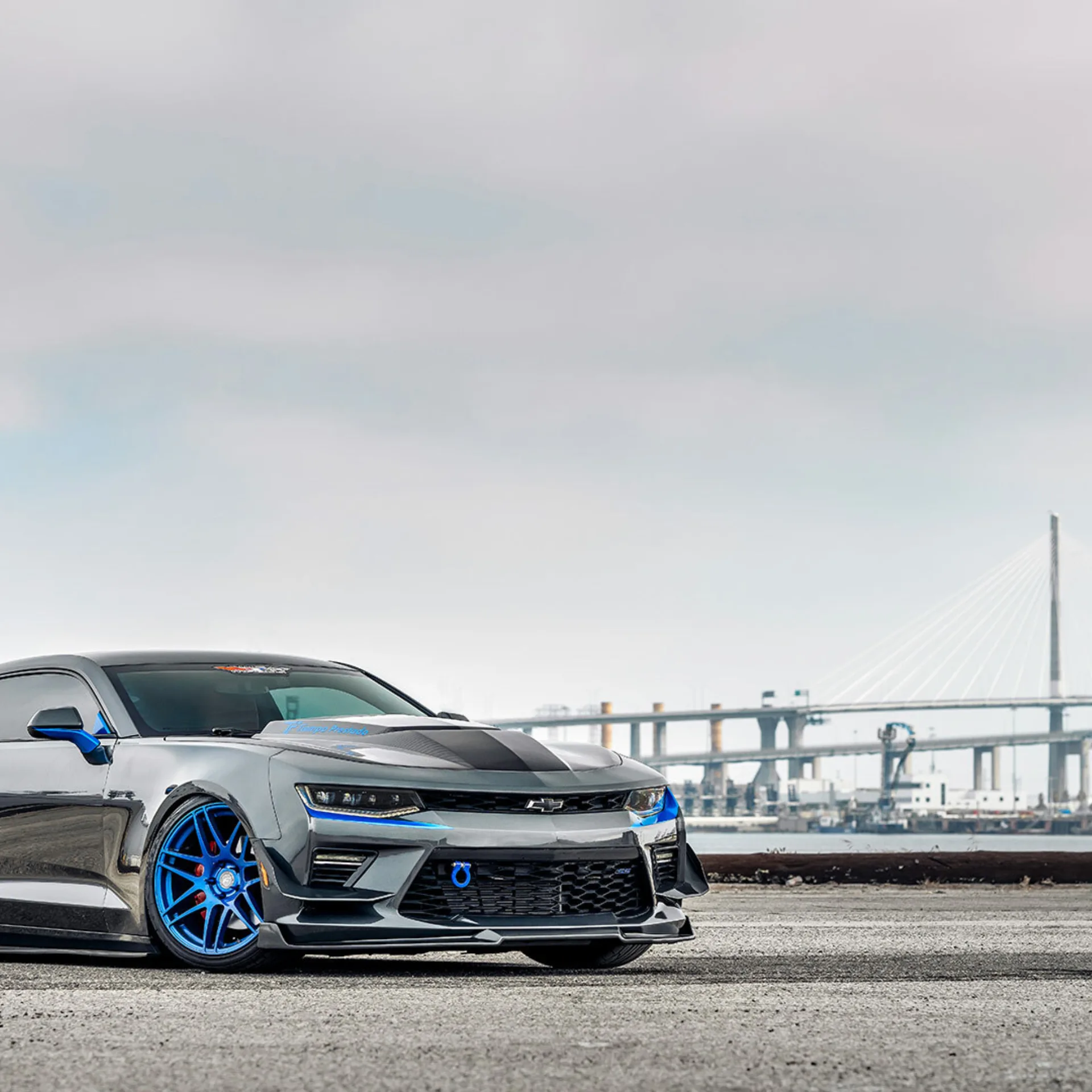 Gray Chevy Camaro - Forgestar F14 Wheels in Bespoke Blue