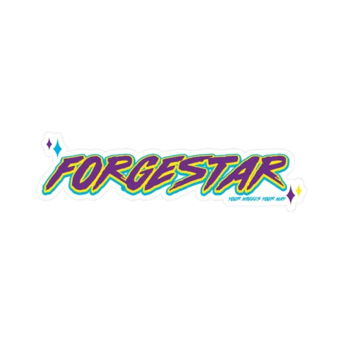 Forgestar Clipping Point Sticker | Purple Yellow Teal 7"x2.04"